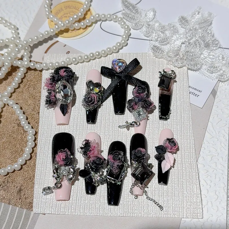 Elegantes dekoratives Press-On-Nagel-Set