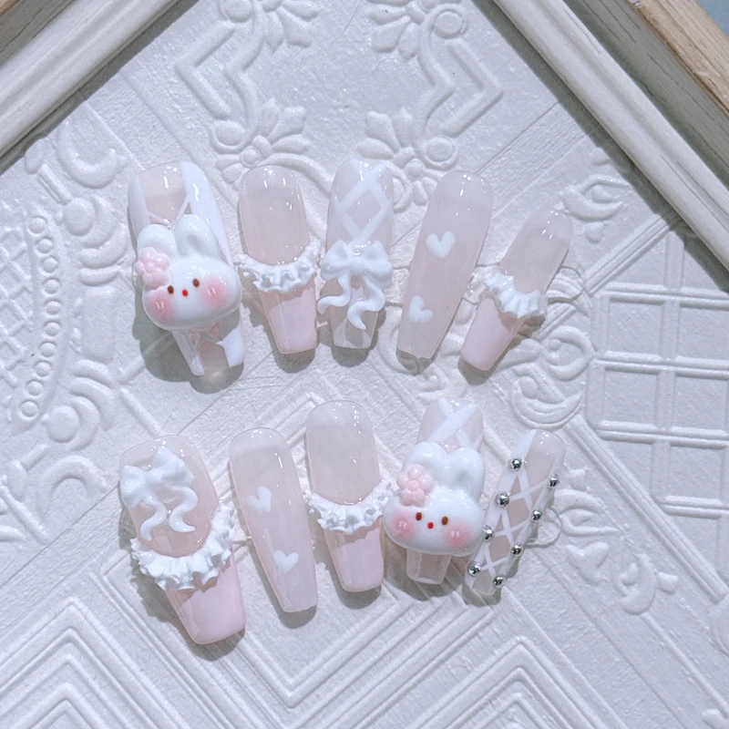 Niedliches Hasen-Thema Press-On Nagelset