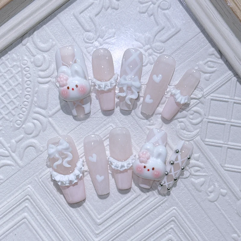 Niedliches Hasen-Thema Press-On Nagelset