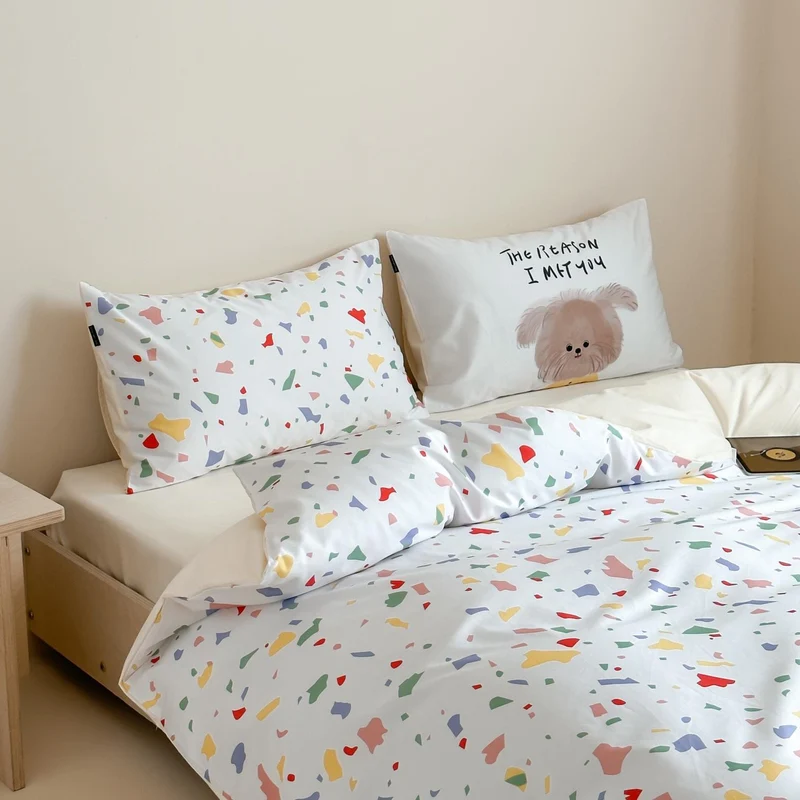 Mikrofaser-Bettwäsche-Set mit buntem Terrazzo-Muster, weich & pflegeleicht