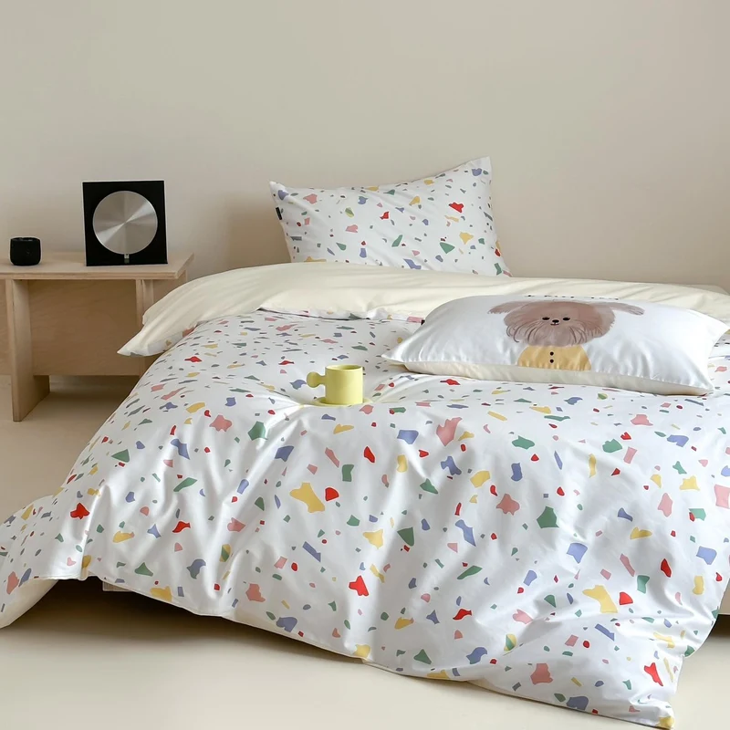 Mikrofaser-Bettwäsche-Set mit buntem Terrazzo-Muster, weich & pflegeleicht