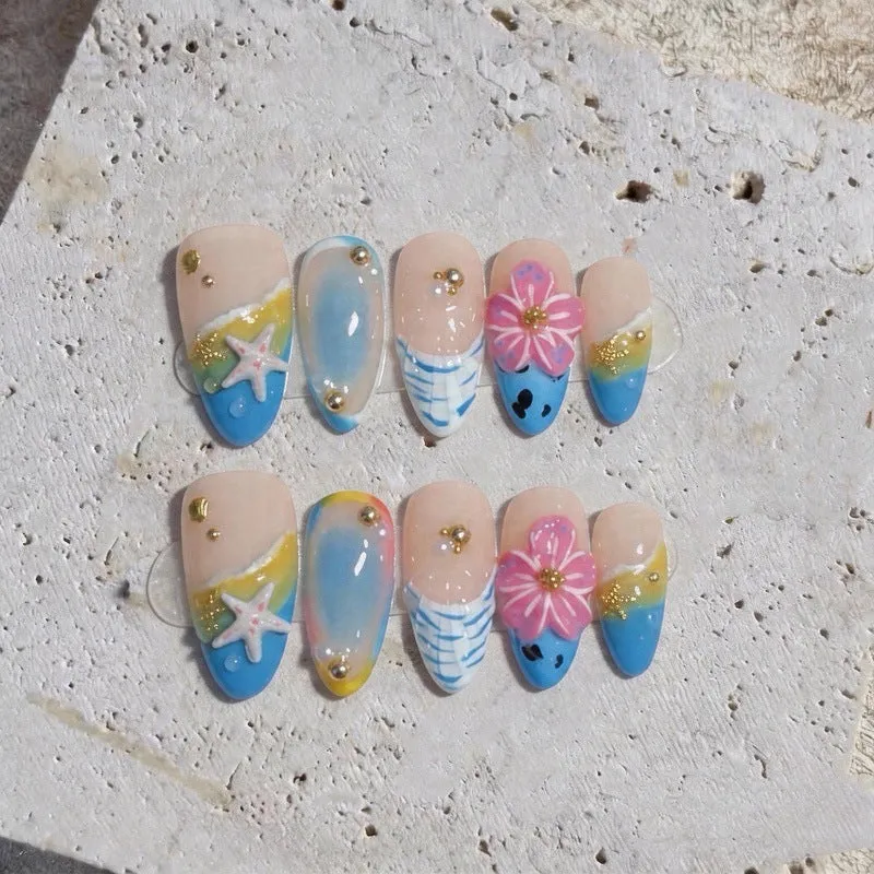 Küstenparadies-Thema Press-on-Nagelset