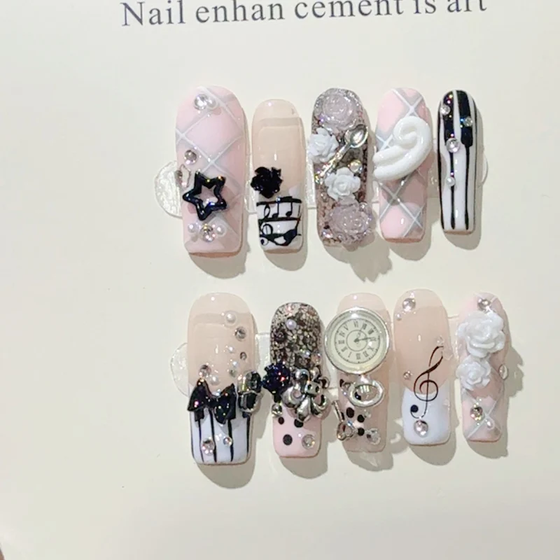 Musikthemen-Press-On-Nagelkunst-Set