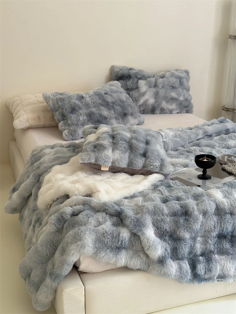 Luxus-Faux-Fell Wohndecke und passende Kissen-Set
