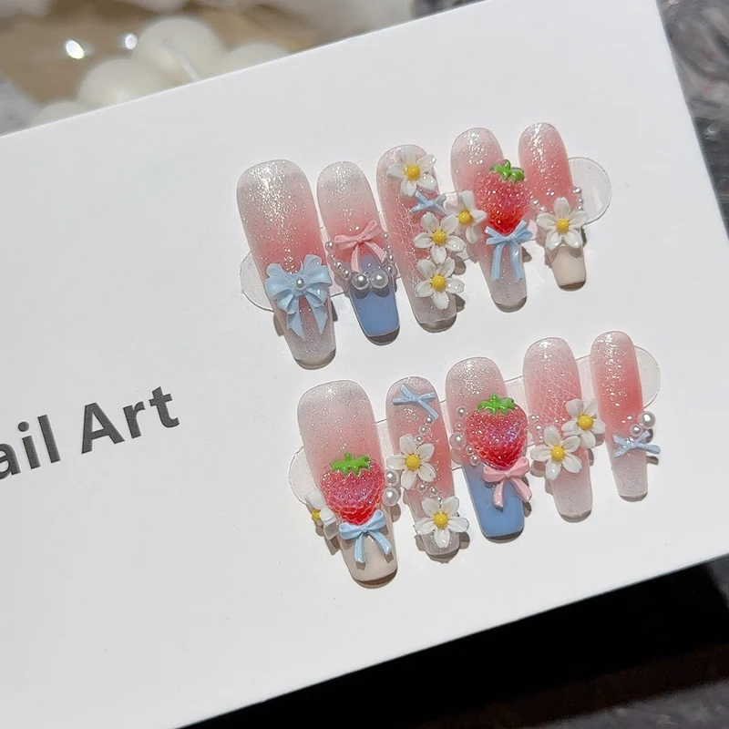 Charmantes 3D Blumen Druck-Nagelkunst-Set
