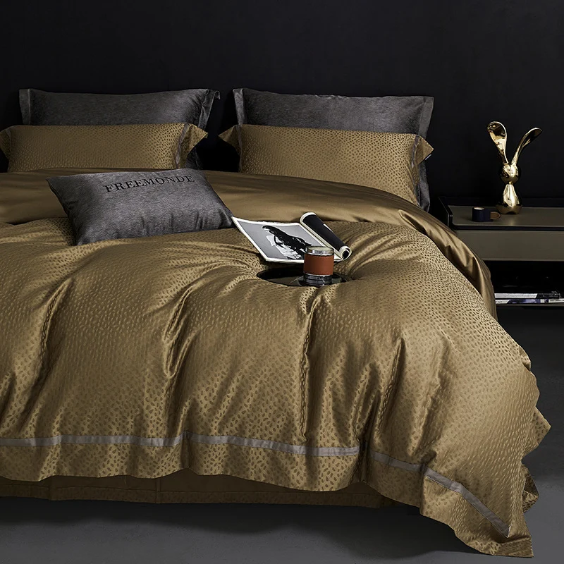 Luxuriöses Satin-Bettwäsche-Set mit Jacquard-Blumenmuster und verdecktem Reißverschluss