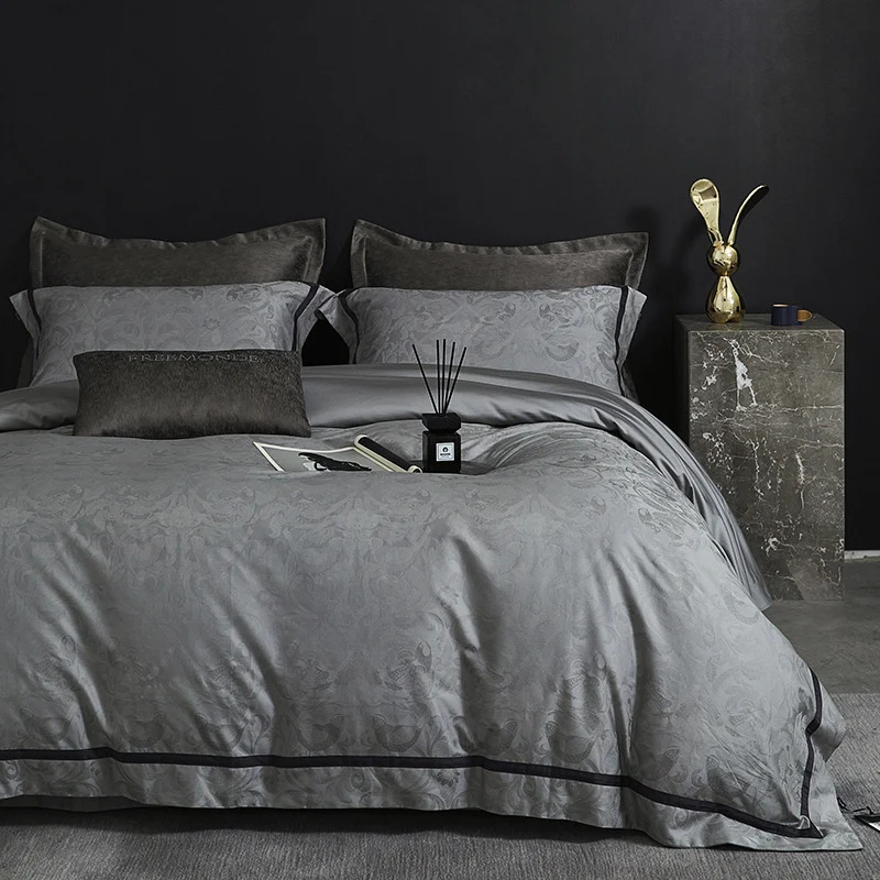 Luxuriöses Satin-Bettwäsche-Set mit Jacquard-Blumenmuster und verdecktem Reißverschluss