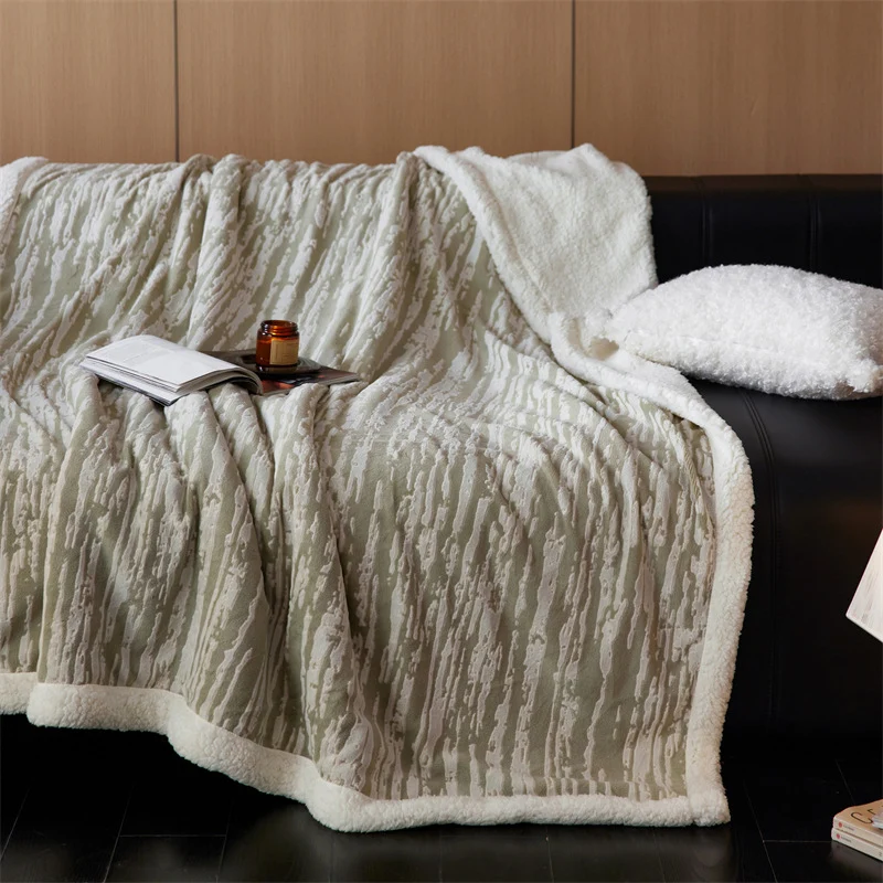 Kuschelige Wohndecke mit Sherpa-Futter und Jacquardmuster