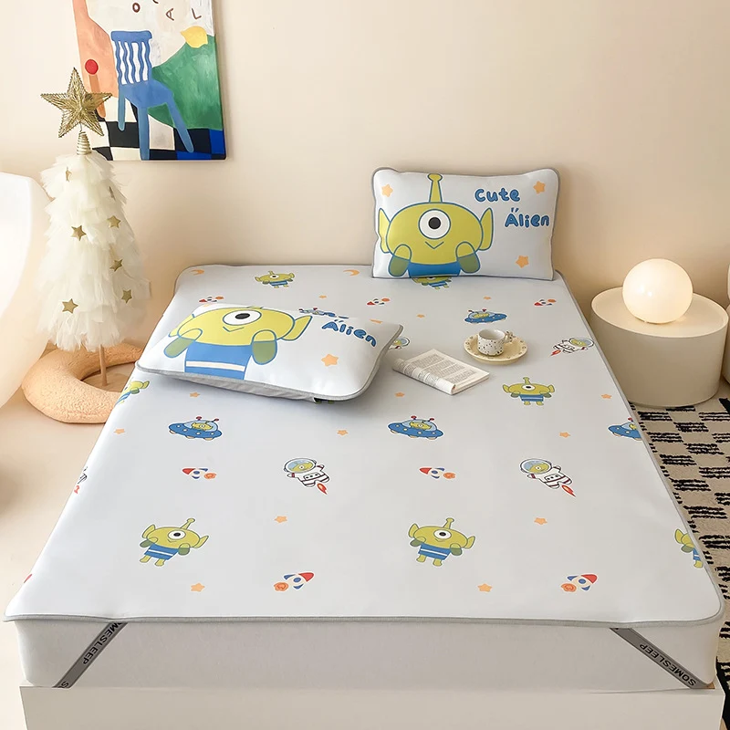Kinder-Matratzenschoner-Topper mit rutschfester Unterseite und niedlichem Bären-Print