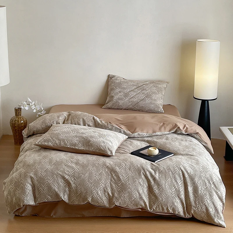 Luxuriöses Baumwoll-Bettwäsche-Set mit abstraktem Floralem Druck und Wendefunktion