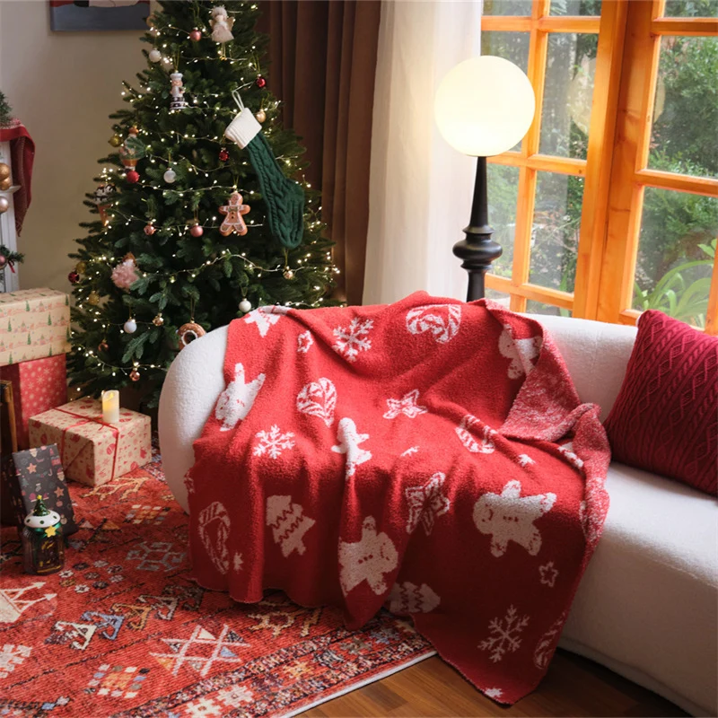 Kuschelige Weihnachts-Wohndecke mit Lebkuchen- und Rautenmuster
