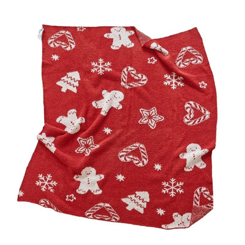 Kuschelige Weihnachts-Wohndecke mit Lebkuchen- und Rautenmuster