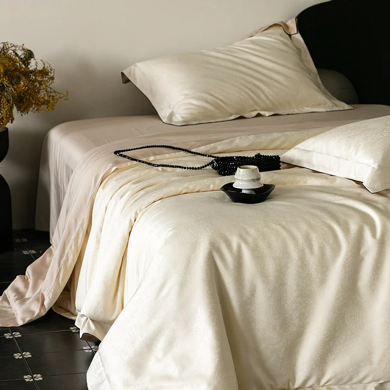 Fein-Jacquard Satin-Bettbezuggarnitur mit Ton-in-Ton-Muster und verdecktem Reißverschluss