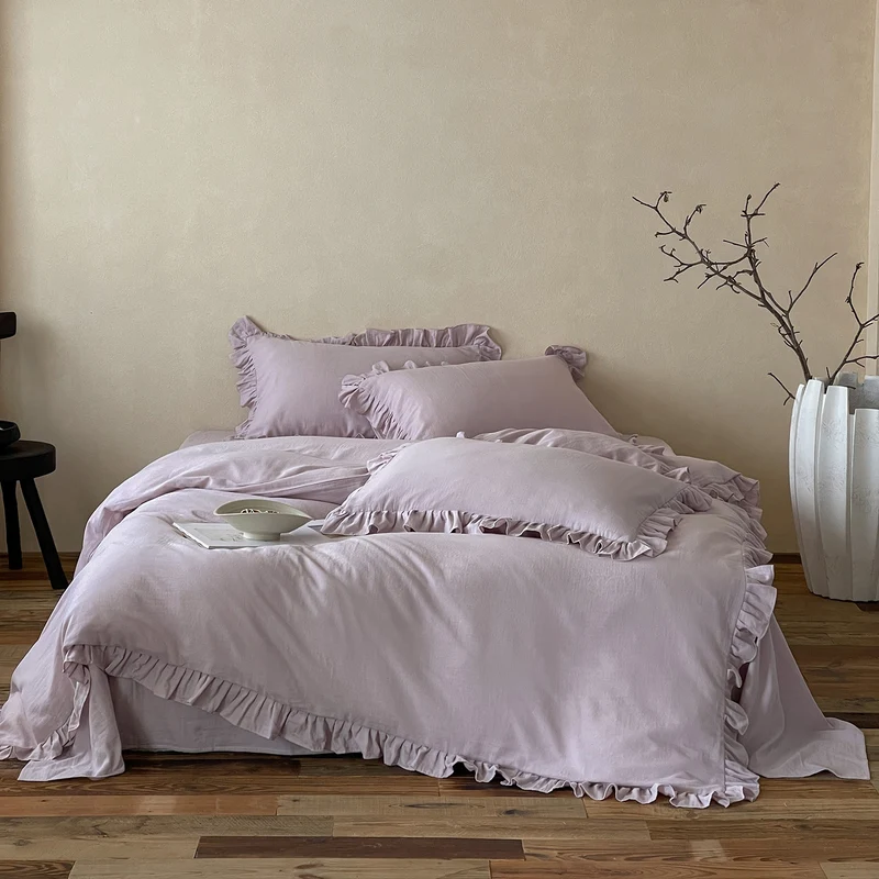 Elegantes Baumwoll-Bettwäsche-Set mit Volant und weichem Percale-Finish