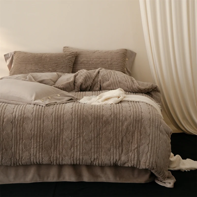 Luxuriöses strukturreiches Chenille-Kuschelbettwäscheset
