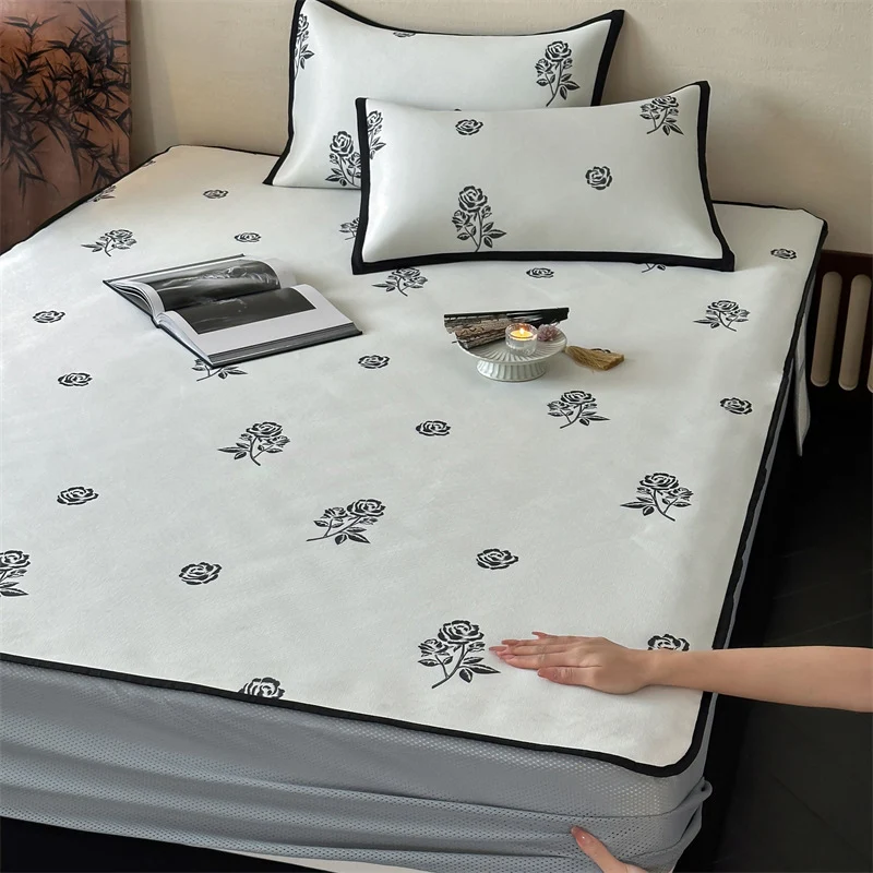 Bettlaken-Set mit floraler Allover-Print und dekorativer Saumblende