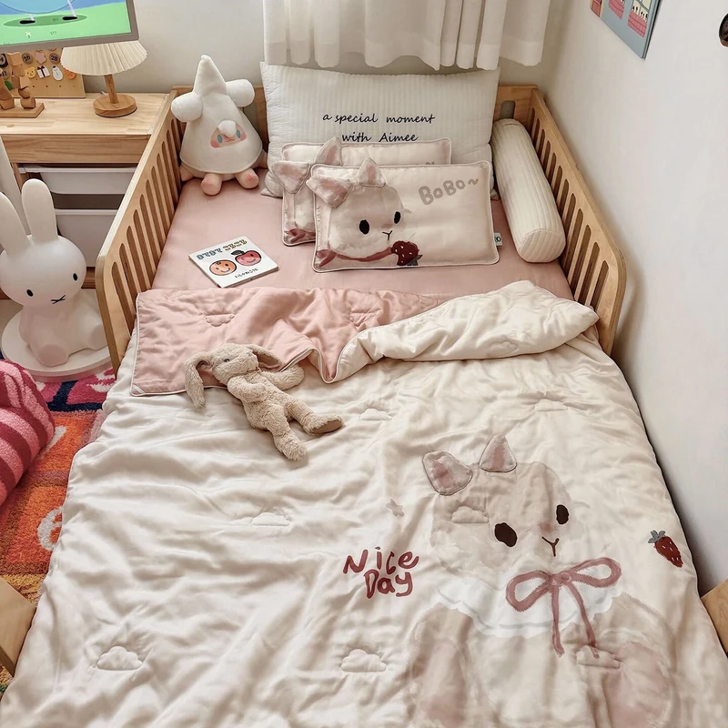 Kinderbettwäsche-Set mit Meerjung‑Motiv aus weichem Mikrofaserplüsch und gesteppter Decke