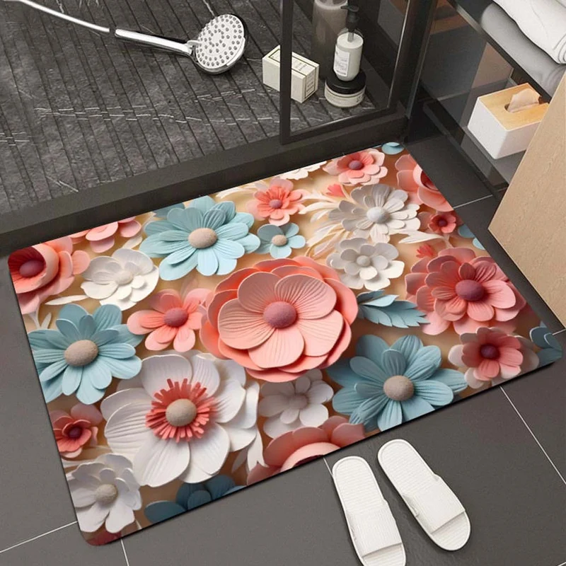 Blumenmuster Badezimmermatte