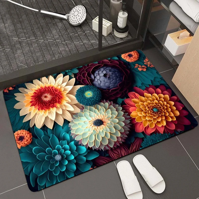Blumenmuster Badezimmermatte