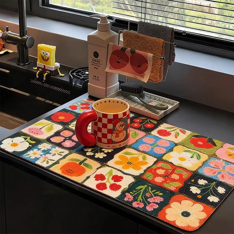 Bunte florale Küchentischmatte