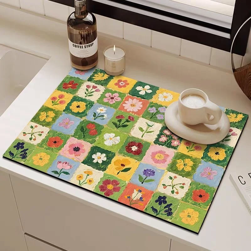 Bunte florale Küchentischmatte