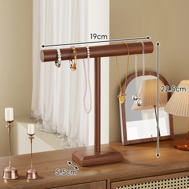 Holz T-Bar Schmuckdisplay Ständer Tischorganisator für Halsketten, Armbänder und Uhren