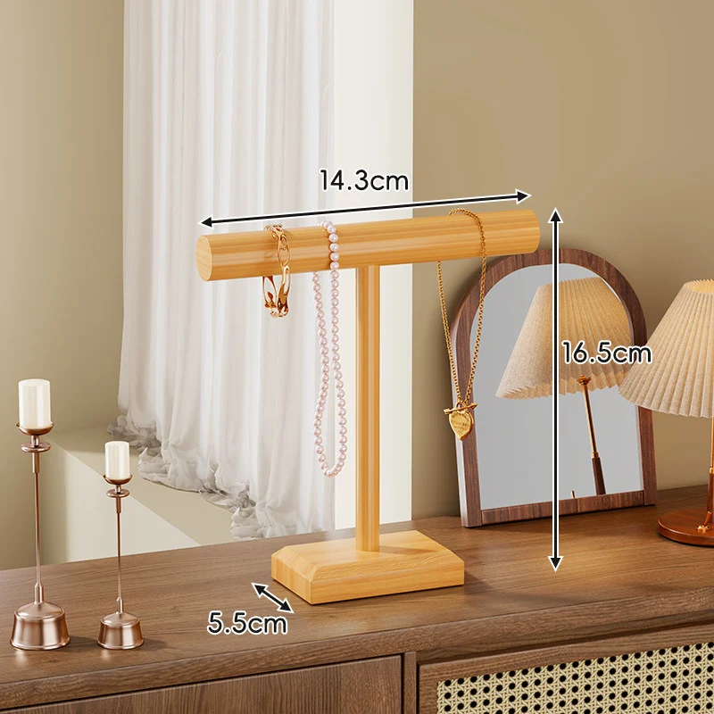Holz T-Bar Schmuckdisplay Ständer Tischorganisator für Halsketten, Armbänder und Uhren