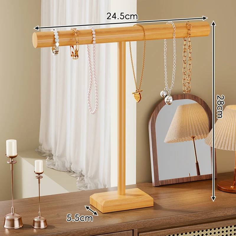 Holz T-Bar Schmuckdisplay Ständer Tischorganisator für Halsketten, Armbänder und Uhren