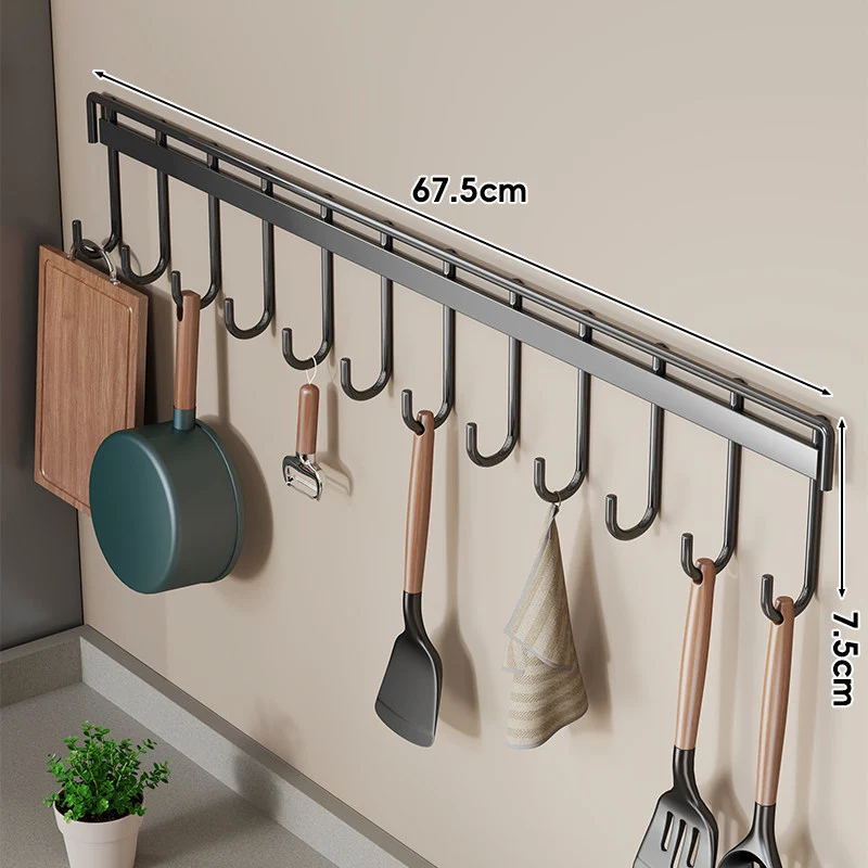 Wandmontierte Mehrfachhaken Küchenutensilien und Pfannenhalter Rack