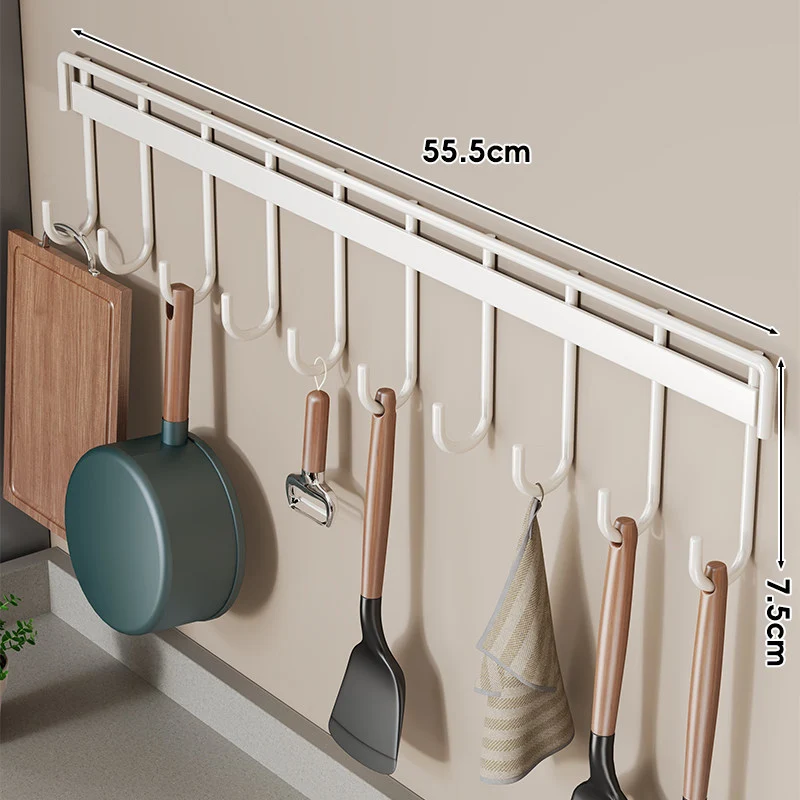 Wandmontierte Mehrfachhaken Küchenutensilien und Pfannenhalter Rack