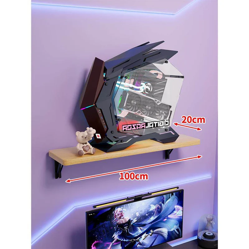 Wandmontage-Schwimmregal für Mid-Tower-Gaming-PC mit verstärkten Halterungen