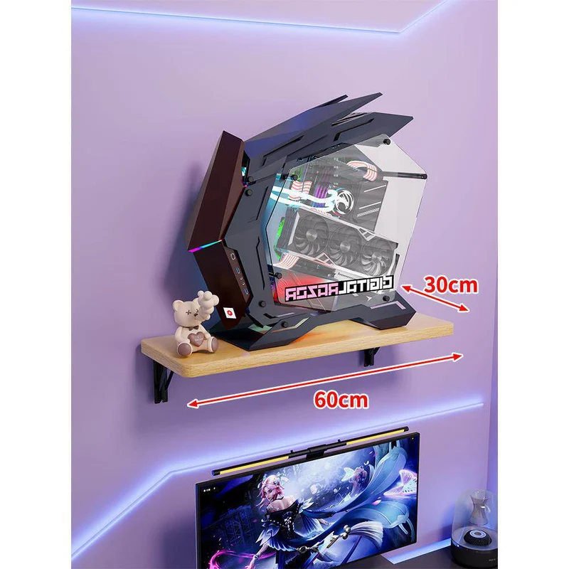 Wandmontage-Schwimmregal für Mid-Tower-Gaming-PC mit verstärkten Halterungen