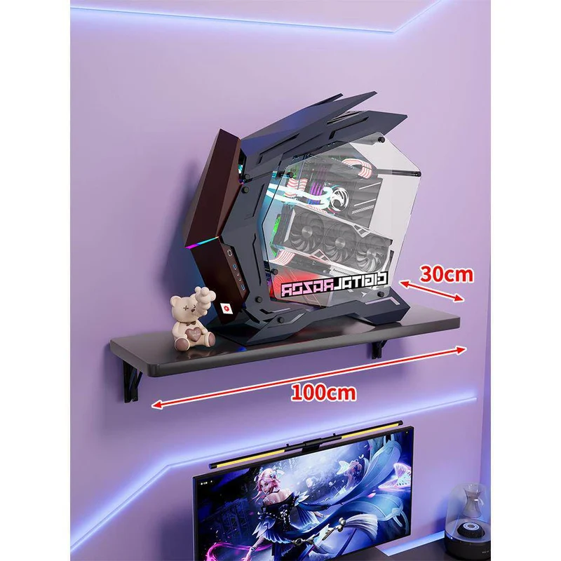Wandmontage-Schwimmregal für Mid-Tower-Gaming-PC mit verstärkten Halterungen