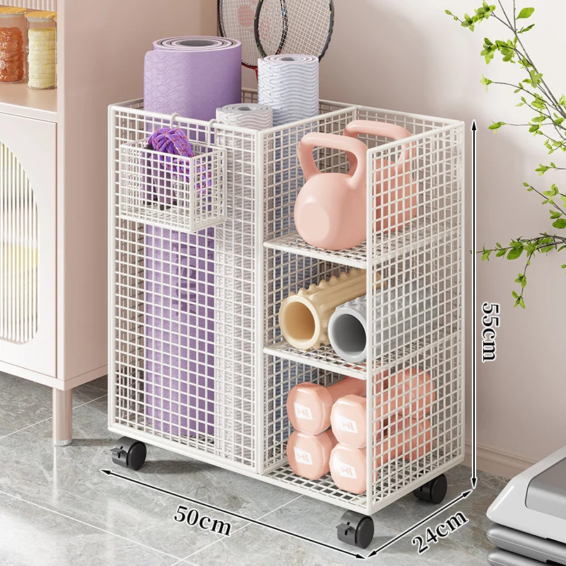 Vertikaler rollender Fitnessgeräte-Organizer mit Mesh-Fächern