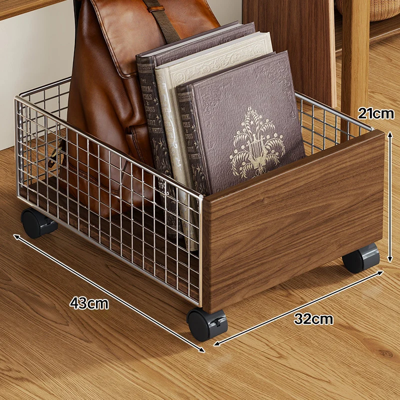 Unter-Tisch Rolllager Schublade mit Holzfront und Metallgitterseiten