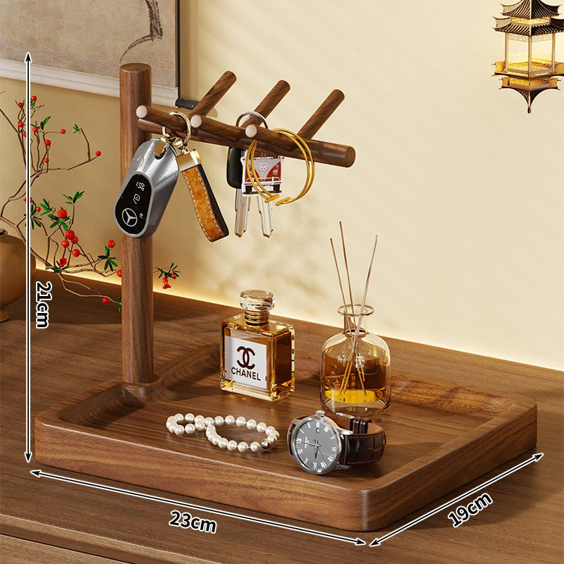 Holz-Entrée-Valet-Schale mit Multi-Arm-Schlüsselständer
