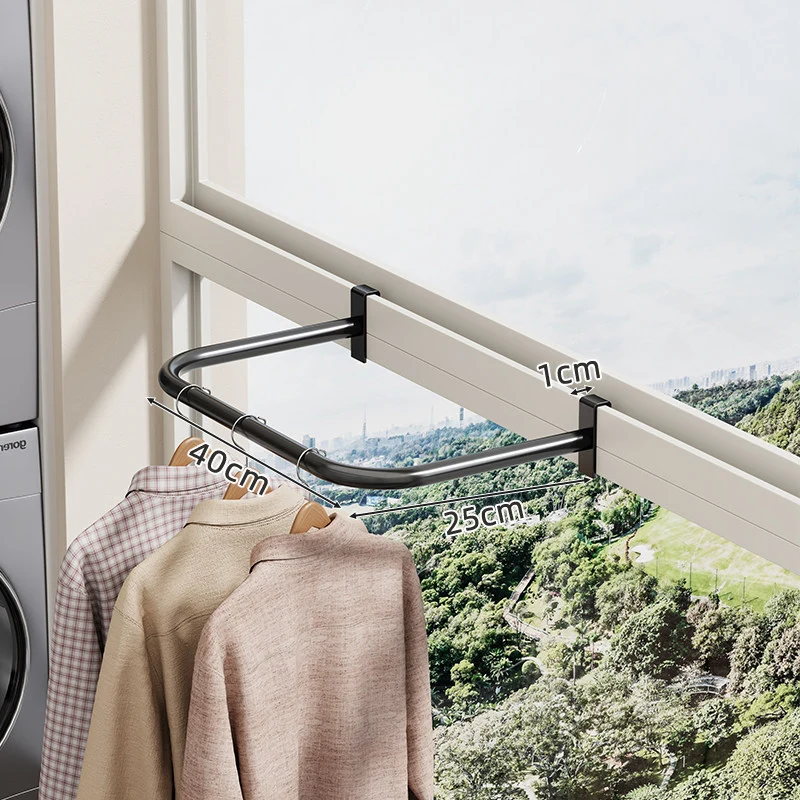 Fensterrahmen Klemmen Klappbarer Kleidertrockner mit gebogenem ausziehbarem Arm