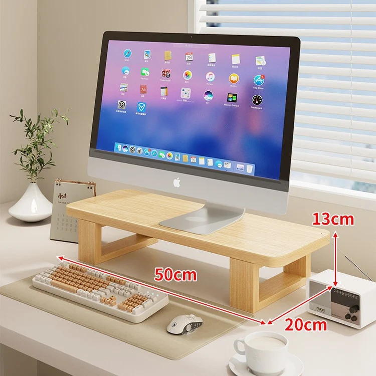 Breite Holz-Monitorständer-Regal mit Unterregal-Speicher und Kabelmanagement