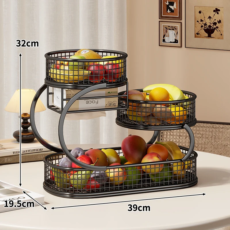 Drei-Tier Metallgitter Theken Obst- & Gemüse-Displaystand