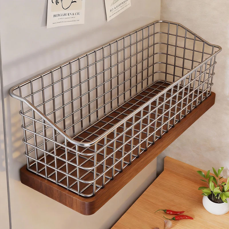 Wandmontierter Belüfteter Metallgitter Küchentrockenwarenkorb