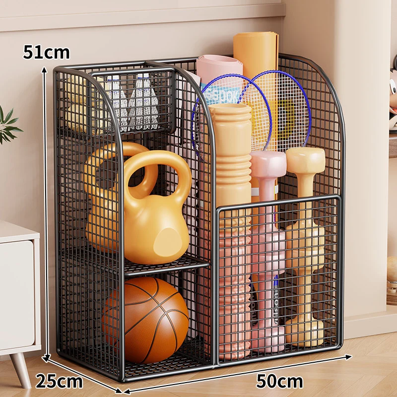 Rollender Mesh-Sportgeräte-Storage-Wagen mit Mehrfach-Organizer und verriegelbaren Rollen