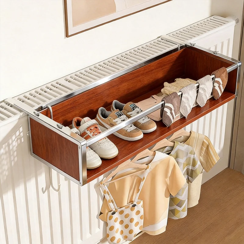 Radiator-Montierter Mesh Schuh- & Socken-Trocknungskorb mit Verstellklemme