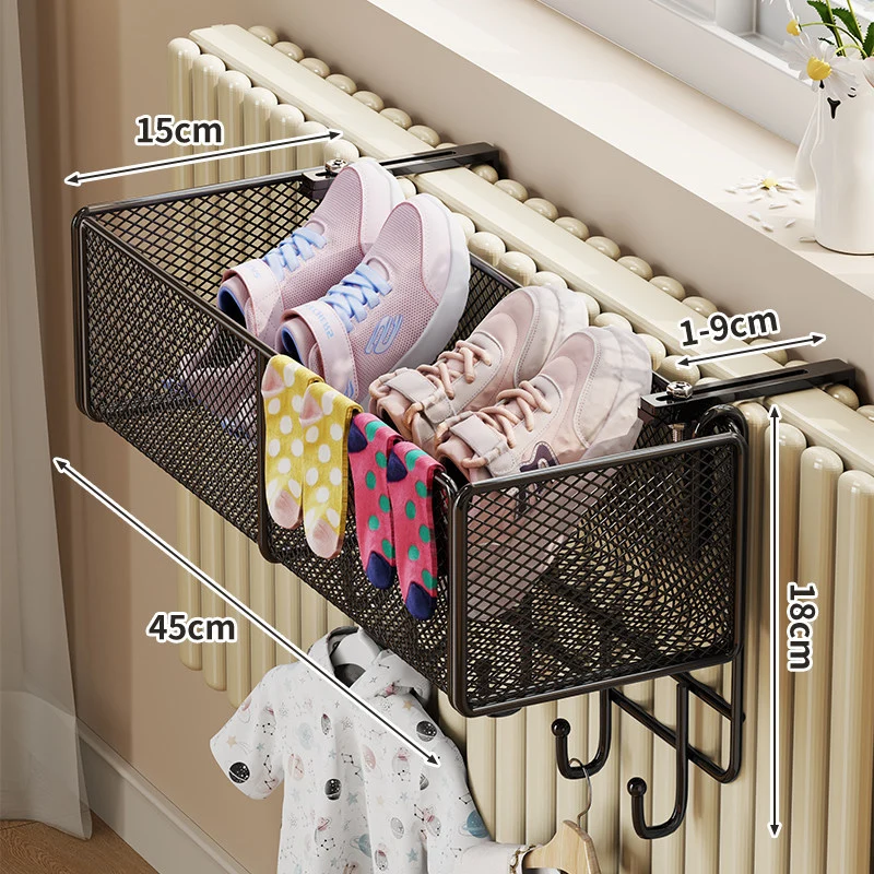 Radiator-Montierter Mesh Schuh- & Socken-Trocknungskorb mit Verstellklemme
