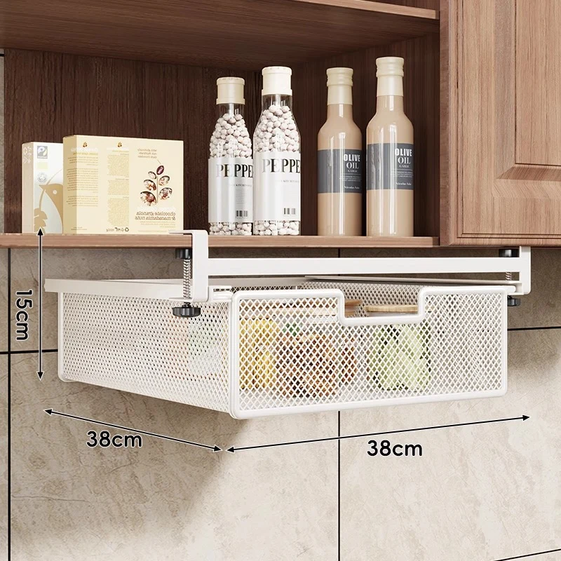 Unterregal Ausziehbarer Metallgitter Pull-Out Aufbewahrungsdrawer mit verstellbarem Klemmen