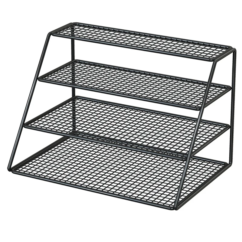 Vierstufiger Mesh-Desktop-Schuhorganisator mit geneigtem Gestell