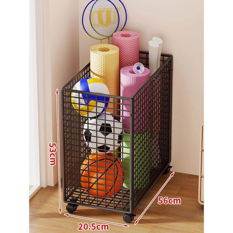 Schmaler mobiler Draht-Sportgeräte-Lagerwagen für Bälle und Yogamatten mit Rollen