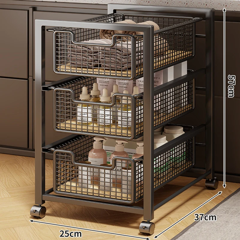 Unter-Schrank Gleitender Drei-Ebenen Mesh Korb Organizer mit Abnehmbaren Behältern