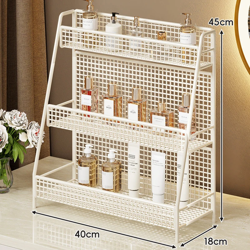 Zweischichtiger Metallgitter-Countertop-Vanity-Organizer-Regal mit erhöhtem Frontlippe