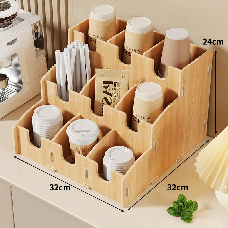 Modular gestufter Theken-Kaffetassen-Deckel und Strohhalm-Organizer