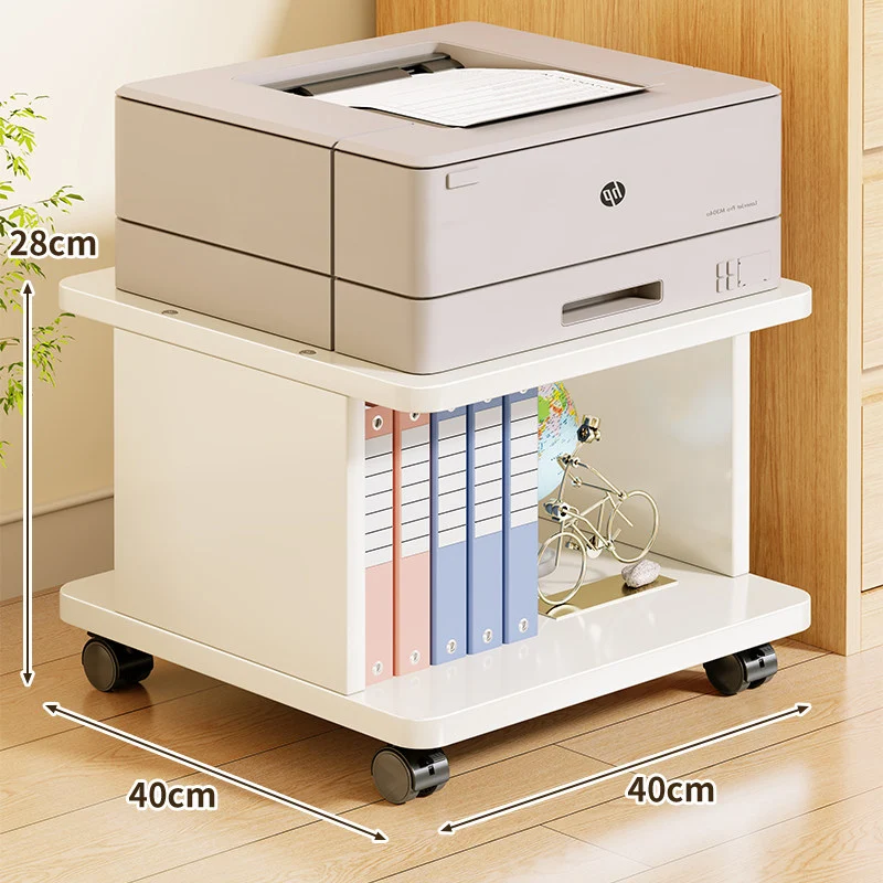 Mobiler Druckerstand mit verriegelbaren Rollen und Unterregal-Organizer